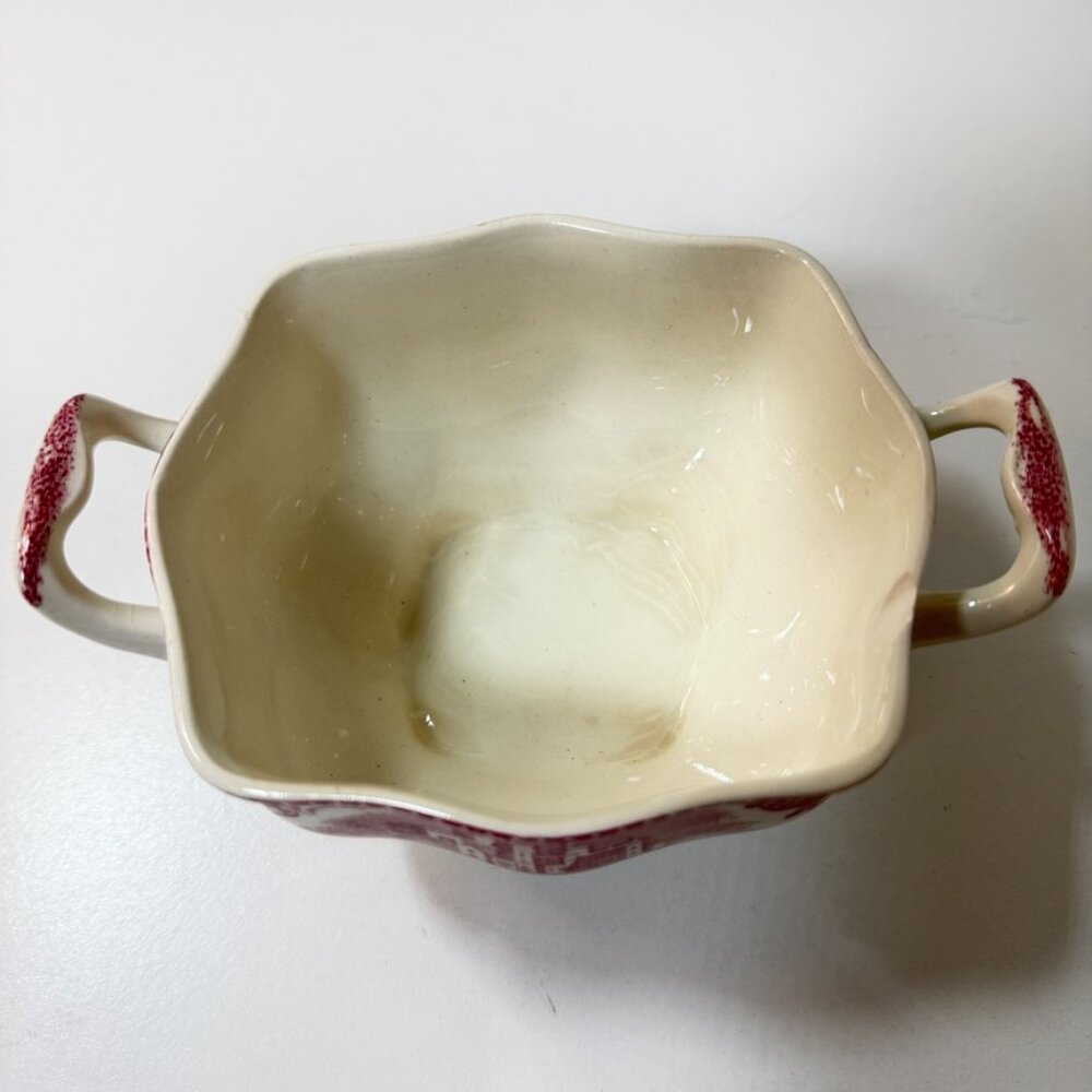 🏰 VTG Johnson Brothers "Old Britain Castles" Open Sugar Bowl Pink/Red *READ* 🏰 - Picture 6 of 16
